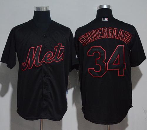 Mets #34 Noah Syndergaard Black Strip Stitched MLB Jersey